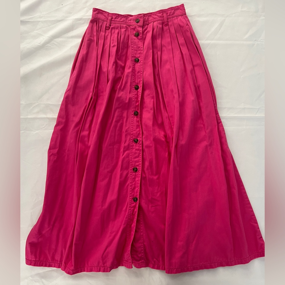 Vintage Levi’s Docker Fuchsia Button-Front Pleated Skirt